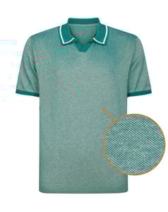 Bigdude Zweifarbiges Poloshirt mit Zierstreifen, Grün/Hellgrau